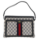 GUCCI GG Supreme Sherry Line Shoulder Bag PVC Navy Gold Auth 177472-2