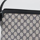 GUCCI GG Supreme Sherry Line Shoulder Bag PVC Navy Gold Auth 177472-4