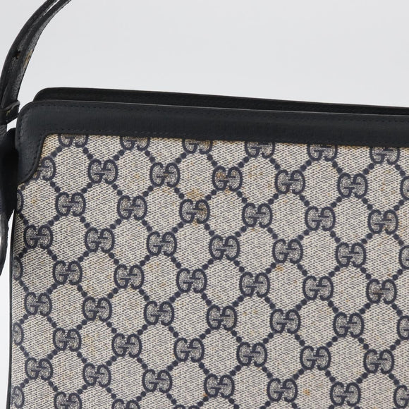 GUCCI GG Supreme Sherry Line Shoulder Bag PVC Navy Gold Auth 177472
