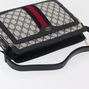 GUCCI GG Supreme Sherry Line Shoulder Bag PVC Navy Gold Auth 177472-7