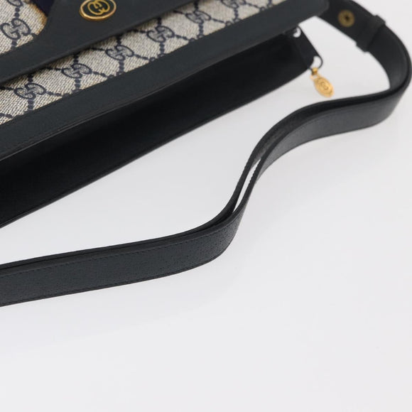 GUCCI GG Supreme Sherry Line Shoulder Bag PVC Navy Gold Auth 177472