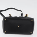 GUCCI Bamboo Hand Bag Leather 2way Black Gold Auth 177474-5