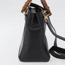 GUCCI Bamboo Hand Bag Leather 2way Black Gold Auth 177474-4