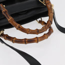 GUCCI Bamboo Hand Bag Leather 2way Black Gold Auth 177474-7