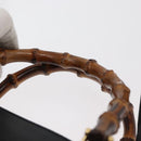 GUCCI Bamboo Hand Bag Leather 2way Black Gold Auth 177474-8
