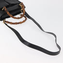 GUCCI Bamboo Hand Bag Leather 2way Black Gold Auth 177474-9