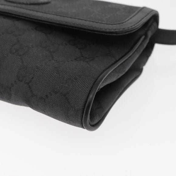 GUCCI GG Canvas Shoulder Bag Black Gold 004 904 0198 Auth 177480