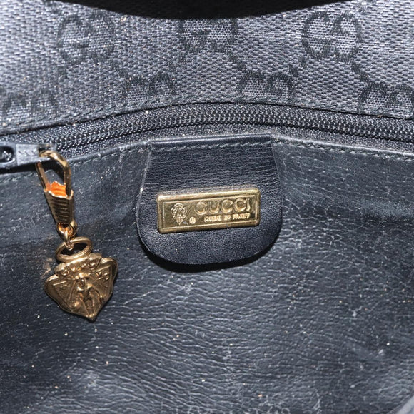 GUCCI GG Canvas Shoulder Bag Black Gold 004 904 0198 Auth 177480