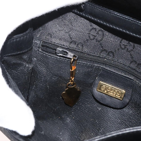 GUCCI GG Canvas Shoulder Bag Black Gold 004 904 0198 Auth 177480