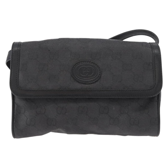 GUCCI GG Canvas Shoulder Bag Black Gold 004 904 0198 Auth 177480