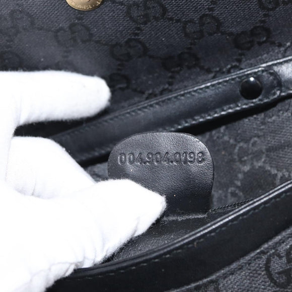 GUCCI GG Canvas Shoulder Bag Black Gold 004 904 0198 Auth 177480