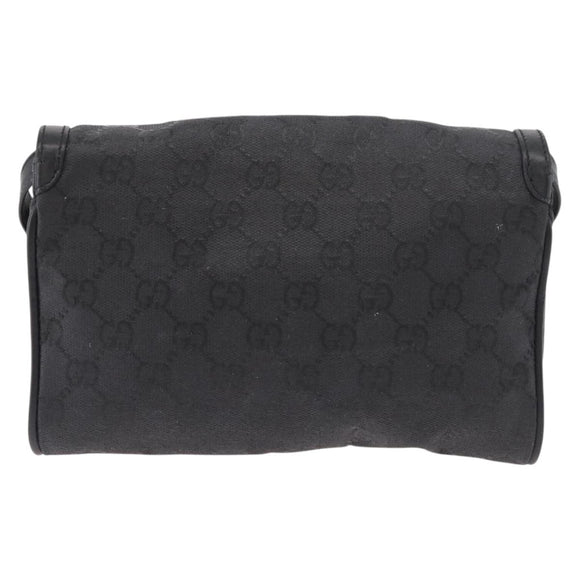 GUCCI GG Canvas Shoulder Bag Black Gold 004 904 0198 Auth 177480