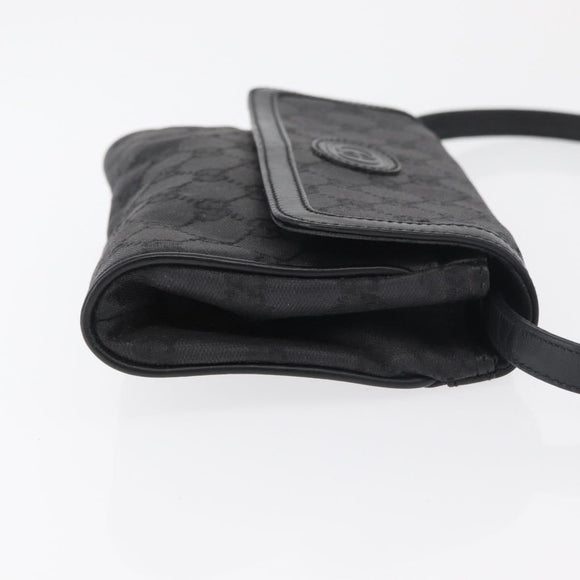 GUCCI GG Canvas Shoulder Bag Black Gold 004 904 0198 Auth 177480