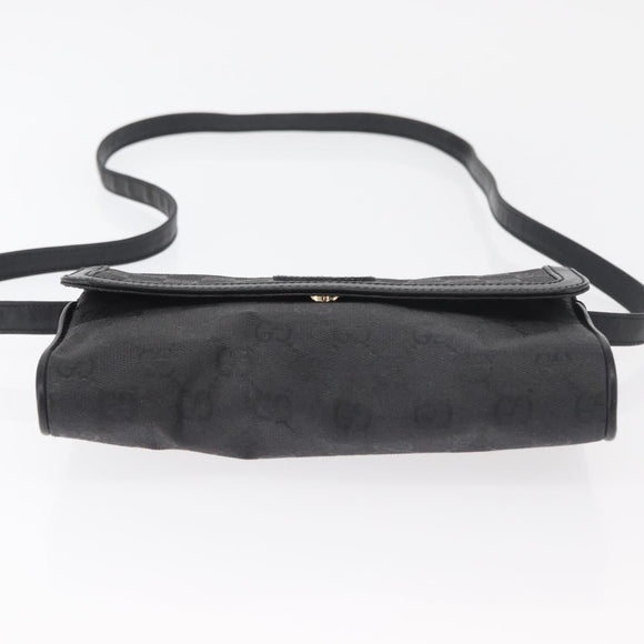 GUCCI GG Canvas Shoulder Bag Black Gold 004 904 0198 Auth 177480