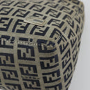 FENDI Zucchino Canvas Hand Pouch Bag Navy Silver Auth 177481-8