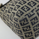 FENDI Zucchino Canvas Hand Pouch Bag Navy Silver Auth 177481-15