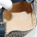 FENDI Zucchino Canvas Hand Pouch Bag Navy Silver Auth 177481-11