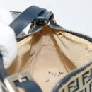 FENDI Zucchino Canvas Hand Pouch Bag Navy Silver Auth 177481-12