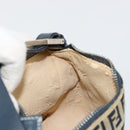 FENDI Zucchino Canvas Hand Pouch Bag Navy Silver Auth 177481-20