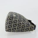 FENDI Zucchino Canvas Hand Pouch Bag Navy Silver Auth 177481-3