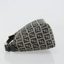 FENDI Zucchino Canvas Hand Pouch Bag Navy Silver Auth 177481-4