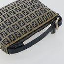 FENDI Zucchino Canvas Hand Pouch Bag Navy Silver Auth 177481-6