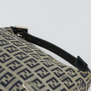 FENDI Zucchino Canvas Hand Pouch Bag Navy Silver Auth 177481-14