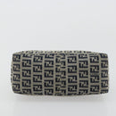 FENDI Zucchino Canvas Hand Pouch Bag Navy Silver Auth 177481-5