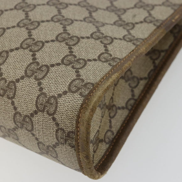 GUCCI GG Supreme Clutch Bag PVC Beige Gold 97 01 038 Auth 177482