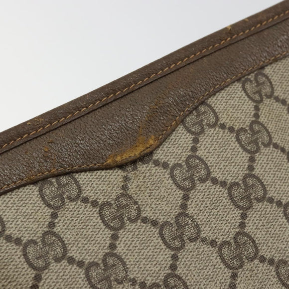 GUCCI GG Supreme Clutch Bag PVC Beige Gold 97 01 038 Auth 177482