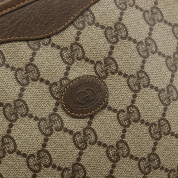 GUCCI GG Supreme Clutch Bag PVC Beige Gold 97 01 038 Auth 177482