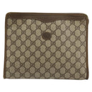 GUCCI GG Supreme Clutch Bag PVC Beige Gold 97 01 038 Auth 177482-2