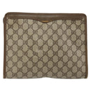 GUCCI GG Supreme Clutch Bag PVC Beige Gold 97 01 038 Auth 177482-3
