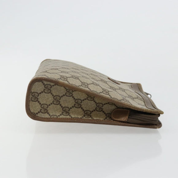 GUCCI GG Supreme Clutch Bag PVC Beige Gold 97 01 038 Auth 177482