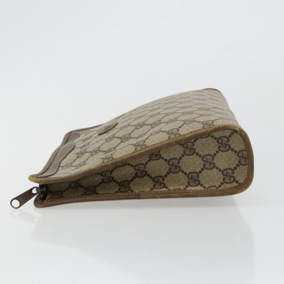 GUCCI GG Supreme Clutch Bag PVC Beige Gold 97 01 038 Auth 177482