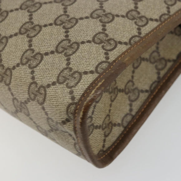 GUCCI GG Supreme Clutch Bag PVC Beige Gold 97 01 038 Auth 177482