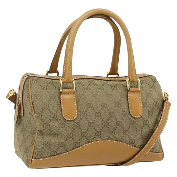 GUCCI GG Canvas Hand Bag 2way Beige Gold 000 2854 0281 Auth 177485