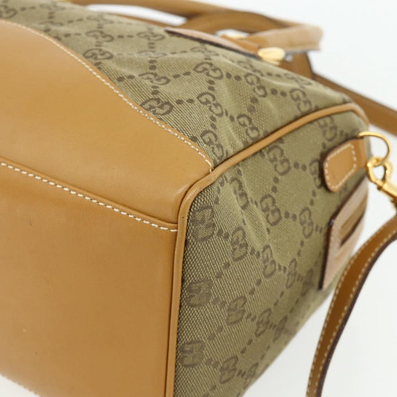 GUCCI GG Canvas Hand Bag 2way Beige Gold 000 2854 0281 Auth 177485