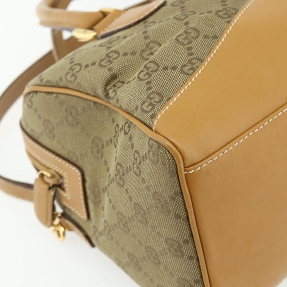 GUCCI GG Canvas Hand Bag 2way Beige Gold 000 2854 0281 Auth 177485