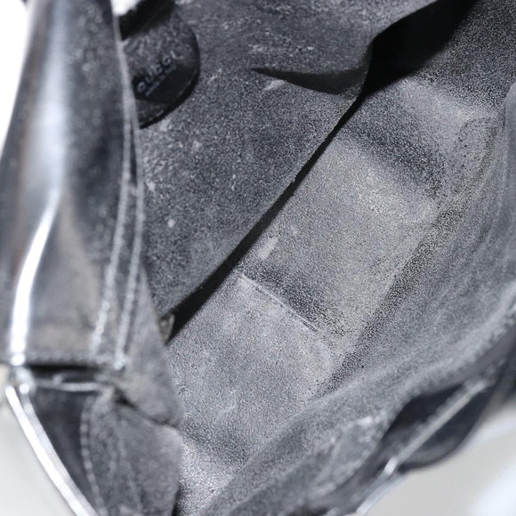 GUCCI Hand Bag Patent leather Black Silver 000 2058 0504 5 Auth 177486