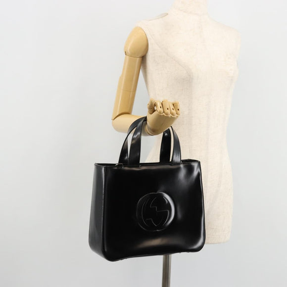 GUCCI Hand Bag Patent leather Black Silver 000 2058 0504 5 Auth 177486