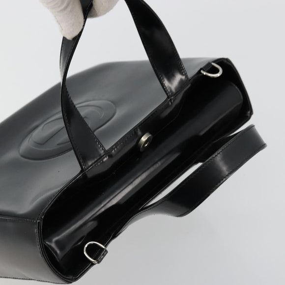 GUCCI Hand Bag Patent leather Black Silver 000 2058 0504 5 Auth 177486