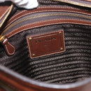 PRADA Schoudertas Canvas Bruin Goud Auth 177488A-19