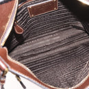 PRADA Schoudertas Canvas Bruin Goud Auth 177488A-10