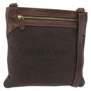 PRADA Schoudertas Canvas Bruin Goud Auth 177488A-1