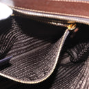 PRADA Schoudertas Canvas Bruin Goud Auth 177488A-23