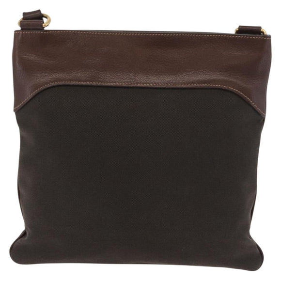 PRADA Schoudertas Canvas Bruin Goud Auth 177488A