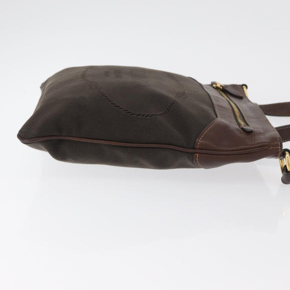 PRADA Schoudertas Canvas Bruin Goud Auth 177488A