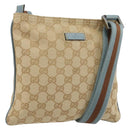 GUCCI GG Canvas Sherry Line Shoulder Bag Beige Silver 146309 Auth 177489A-1