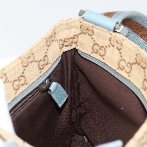GUCCI GG Canvas Sherry Line Shoulder Bag Beige Silver 146309 Auth 177489A